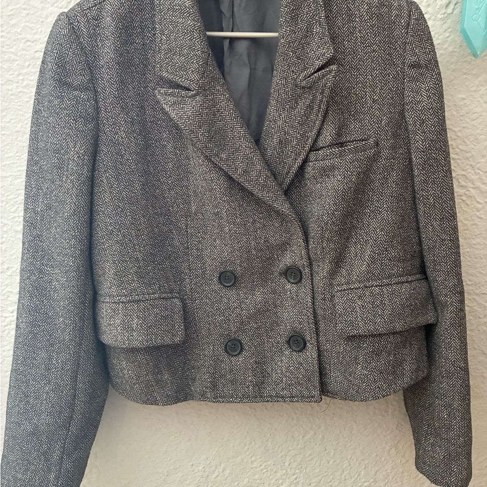 Free People Charcoal Double-Breasted Blazer